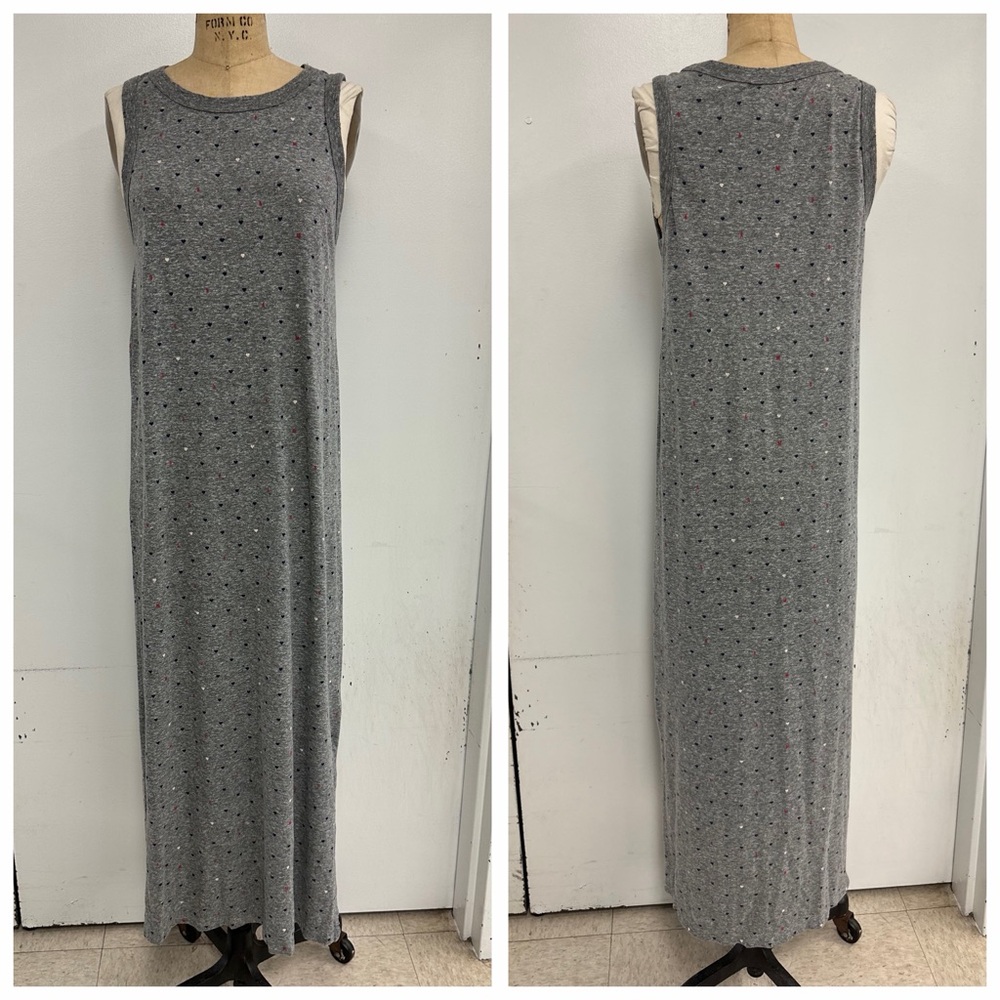 Current Elliot sz 3 Amour Hearts Muscle Sleeveless Gray Maxi Dress